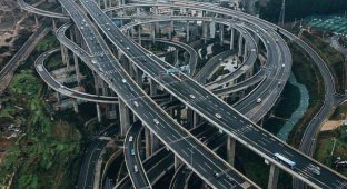 China built one of the most complex overpasses in the world - Huangjuewan (3 photos + video)