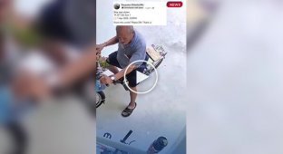 A man removed a seat from someone else's bicycle