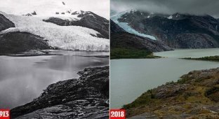 Фотосравнение: что произошло с ледниками Патагонии за последние 100 лет (4 фото)