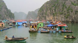Плавающая деревня близ острова Катба, Вьетнам (11 фото)
