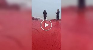 Downpour on Red Beach on the island of Hormuz