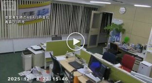 Момент землетрясения в Японии попал на камеру видеонаблюдения
