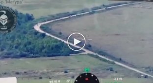 Ukrainian artillery strikes on a convoy of Russian military near the village of Novoprokopovka in the Zaporozhye region