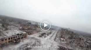 On Marinka on a drone after the "liberation" by Russian troops