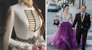 Невесты, которые отказались от классических свадебных платьев в пользу креативных нарядов (19 фото)