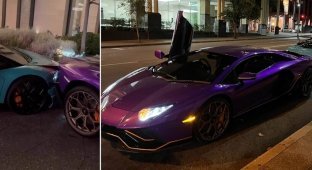 Casino valet drove a Lamborghini... into another Lamborghini (3 photos + 1 video)