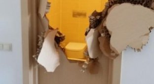 Олимпийский спортсмен застрял в ванной комнате (3 фото)