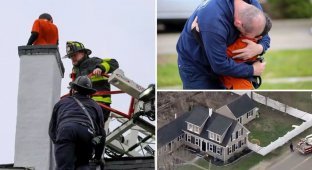 Спасатели вытащили 10-летнего мальчика из дымохода (5 фото)