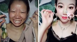 Сила макияжа: китаянка шокировала сеть своим преображение (15 фото + 1 видео)