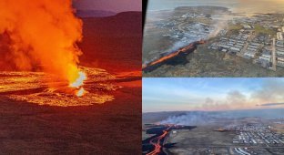 In Iceland, volcanic lava reached the town of Grindavik and destroyed several houses (5 photos + 2 videos)