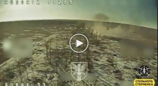 An unsuccessful attempt by a Russian military to shoot down a Ukrainian kamikaze drone with a machine gun in the Zaporozhye region
