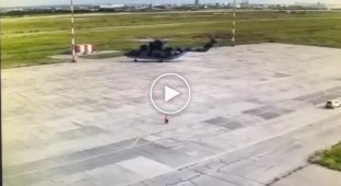 Heavy transport helicopter Mi-26 collided with a lighting pole at an airfield in the Yakutsk region