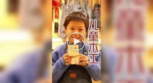 Chinese children create wooden toys with their own hands