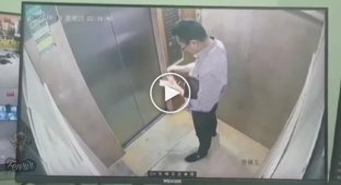 The reaction of a man to the remark not to smoke in the elevator