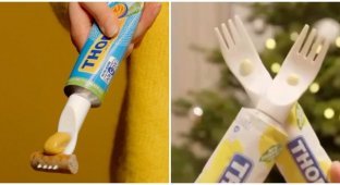 The Swiss invented a fork with mayonnaise inside (2 photos + 1 video)