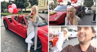 Фанатка суперкаров получила на День святого Валентина Ferrari, заполненный розами (10 фото + 1 видео)