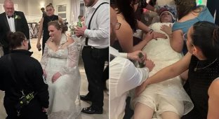 They called an ambulance: the bride had fun on the dance floor until she lost consciousness (3 photos + 1 video)