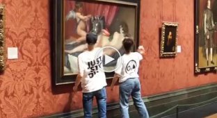 Environmental activists attacked a Velazquez painting in the National Gallery in London