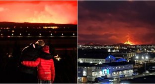 Grindavik was evacuated in Iceland due to a powerful eruption (4 photos + 3 videos)