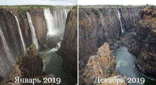 Водопад Виктория превратился в жалкую струйку (5 фото)