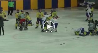 Хоккейнй матч Украина - Монголия закончился массовой дракой