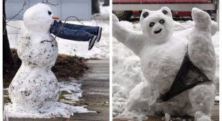 15 способов впасть в детство и развеселить соседей с помощью снеговиков (15 фото)