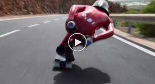 Acceleration on a skateboard up to 115 kilometers per hour
