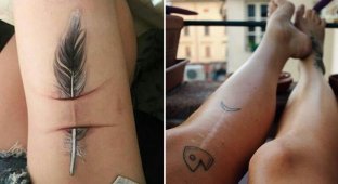 15 человек, которые блестяще превратили шрамы в татуировки (16 фото)