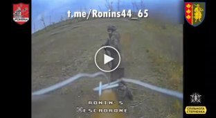 Before liquidation, a Russian soldier tries to shoot down a suicide drone with a machine gun