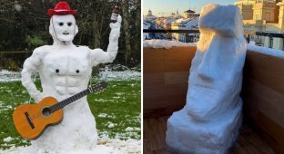 14 случаев,  когда людям надоело катать шары и они создали снеговиков,  которых этот мир ещё не видел (15 фото)