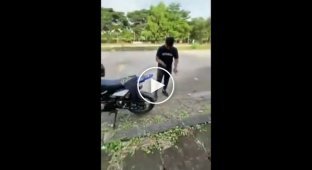Double mishap on a motorcycle