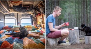 The guy quit his job and home, and went on a trip with his cat (16 photos)