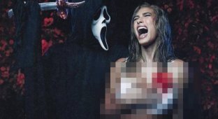 Hailey Bieber and her variation on the Scary Movie theme for Halloween (4 photos + video)