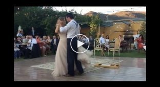 The bride and groom surprised their wedding guests with their first dance