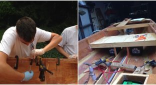 The guy saved up money for a long time to make a boat with his father (16 photos)