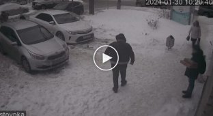 A pensioner in Russia was almost killed by a huge icicle