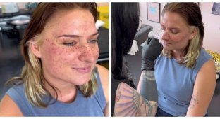 Сетевые тролли осмеяли тату-мастера, нарисовавшего звезды на лице клиентки (6 фото + 1 видео)