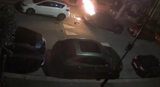 Злочинець намагався підпалити автомобіль, проте його наздогнала миттєва карма (1 фото + 1 відео)