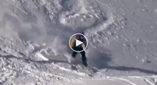 Epic fall of a skier after somersault