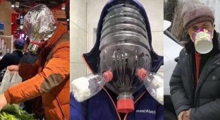 Как китайцы спасаются от коронавируса в бутылке (22 фото)