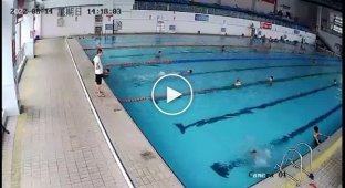 Chinese lifeguard in the Chinese pool