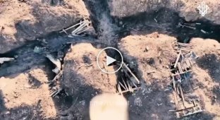 Ukrainian drones drop their grenades on the invaders and quite accurately