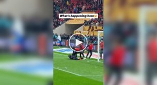 Попытки болбоев забрать полотенце у вратаря сборной Сенегала