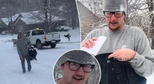 In the US, a courier delivered an order in a snowstorm, and he was left a $2 tip — caring people raised $30,000 for him (2 photos + 1 video)