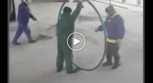 When he found an iron hoop at work