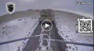 Ukrainian drones circle above an enemy tank racing along a field road