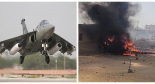In India, a supersonic Tejas fighter crashed during an exercise (5 photos + 2 videos)
