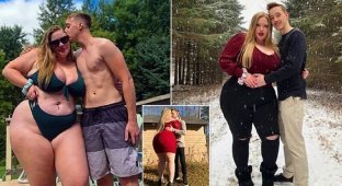 Девушка весом 120 кг нашла свою судьбу с парнем, который весит в два раза меньше (9 фото)