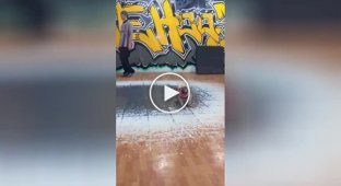 A French bulldog breakdances