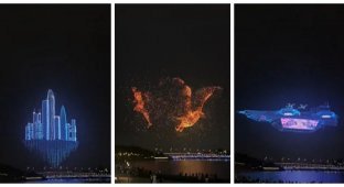 A light show involving 10,000 drones was held in China (4 photos + 1 video)